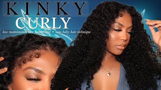 REALISTIC CURLY HAIR INSTALL CURLY EDGES HAIRLINE MELTED LACE AT HOME ft ILIKEHAIR [upl. by Eitra]