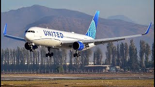 United Airlines NEW LIVERY Boeing 767322ER N649UA landing at Santiago Pudahuel Airport SCLSCEL [upl. by Douglas393]