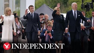 Live Emmanuel Macron welcomes Joe Biden and wife Jill to Arc de Triomphe in Paris [upl. by Enetsirhc868]