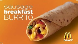 McDonalds Sausage Burrito Review All Day Breakfast [upl. by Jobi]