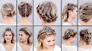 10 SUPER EASY FAUX BRAIDED SHORT HAIRSTYLES Topsy Tail Edition [upl. by Guido]