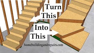 How To Convert Bottom of Straight Stairway To Three Step Winder  Easy Home Remodeling Tutorial [upl. by Luthanen611]