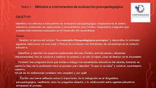 Presentación sesión1U3 AEE Métodos e instrumentos de evaluación psicopedagógica [upl. by Nnalyrehc]