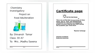 Chemistry investigatory project file on Food Adulteration for class 12th  PDF  Become unique ☑️ [upl. by Airamalegna]