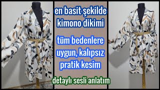 kalıpsız kolay kimono dikimi pratik kimono dikimi kolay kimono dikimi kimono fashion diy [upl. by Anatnas928]