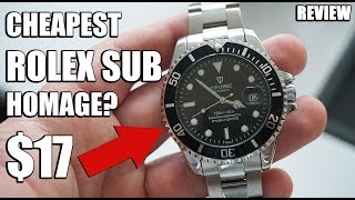 Tevise T801A Review  Automatic Rolex Submariner Homage from China for only 17 USD [upl. by Emmey]