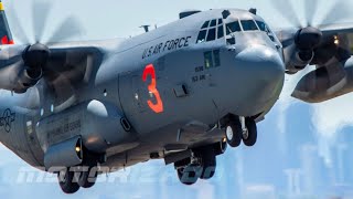 C130 Hercules Aircraft Landing and Take Off US Air Force [upl. by Chobot]