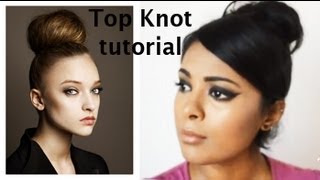 Easy Heatless Hairstyle  Top bun tutorial for short thin hair [upl. by Unity]