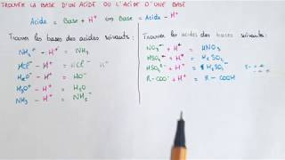 Trouver la BASE d’un ACIDE ou l’ACIDE d’une BASE  Formule et exemples  Acides Bases  Chimie [upl. by Jeunesse]