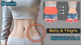 Exercise for Belly amp Thighs  8 min Body Slimming  Reduce Belly Fat and Slim Big Thighs [upl. by Eladnor]