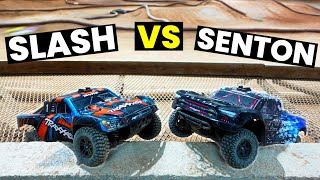 TRAXXAS Slash Ultimate vs ARRMA Senton V3  RACE DAY Quick Comparison and Race at the Track [upl. by Atidnan565]