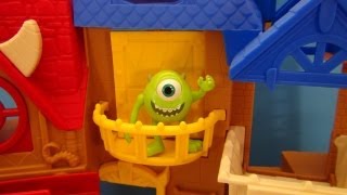 MONSTERS UNIVERSITY DISNEY PIXAR TOY UNIVERSITY ROW IMAGINEXT FISHER PRICE PLAYSET REVIEW [upl. by Huey]