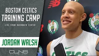 Jordan Walsh Jrue Holiday Is REALLY Strong  Celtics Practice Interview [upl. by Marino]