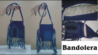 DIY Bandolera con flecos de vaquero reciclado [upl. by Htinek205]