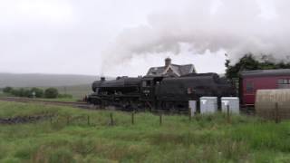 48151 hammers through Ribblehead station in the rain on Tuesday 4th July 17 [upl. by Thamos]