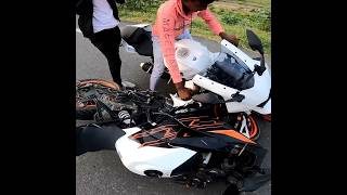 R15 v4 KTM RC 390 LIVE RACING ACCIDENT HO GAYA ☠️☠️😭 shorts r15v4 ktmrc390 ytshortsviral yt [upl. by Notnerb232]