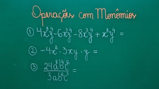 MONÔMIOS  Adição Subtração Multiplicação e Divisão com Monômios  Professora Angela Matemática [upl. by Nohsav]