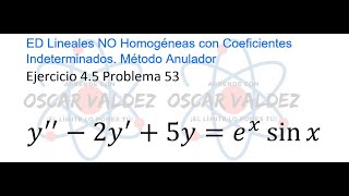 Ejercicios 45 Problema 53 Dennis G ZILL ED Lineales NO Homogéneas Coeficientes Indeterminados [upl. by Yahska446]