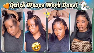 🍻HOW TO Naturally Quick Weave w No Leave Out For Half Up Half Down Styles  Versatile Technique [upl. by Cailean]