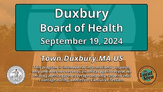 Duxbury Board of Health 9192024 [upl. by Ambrose]