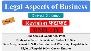 Revision फटाफट  The Sale of Goods Act 1930 Unpaid Seller Right of Unpaid Seller Caveat Emptor [upl. by Ariam904]