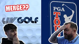 BRITISH FATHER AND SON  Talk About The PGA Tour and LIV Golf Merge [upl. by Odnamra925]