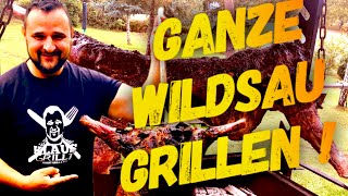 25 KG 🐗🔥 WILDSCHWEIN AM SPIESS GRILLEN  Klaus grillt [upl. by Conger]