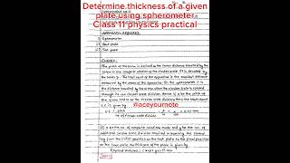 Determine thickness of given plate using spherometer class 11 physics practical aceyournote shorts [upl. by Attelahs]