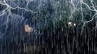 Relax amp Sleep with Powerful Thunderstorm Rain ⚡Hurricane Rain Thunder amp Wind Sounds [upl. by Tindall563]