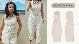 Sewing Tutorial  Ruched Shirt Dress  Inspired By Myah [upl. by Neeruan]