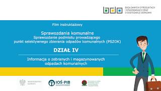 Sprawozdanie podmiotu prowadzącego punkt selektywnego zbierania odpadów komunalnych PSZOKDział IV [upl. by Mayer391]