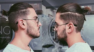 Disconnected Undercut Haircut with a Top KnotMan Bun  Mens Haircut 2017 [upl. by Havener]