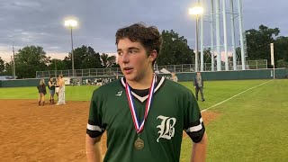 Benedictine baseball pitcher Jake Wise after complete game shutout in 60 VISAA state championship [upl. by Ylloj174]