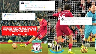 World reactions to Trent AlexanderArnold goal🚀🔥 vs Newcastle Klopp reaction quotStunner quot [upl. by Iasi]