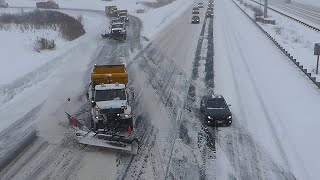 6 PLOW CONVOY Starting Merging Onto Highway SNOW REMOVAL [upl. by Eniamraj]