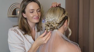 ASMR Perfectionist Bridal Hairstyle amp Veil  Natural Make Up Application With Finishing Touches [upl. by Reinaldos]