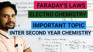 FARADAYS LAWS ELECTRO CHEMISTRY INTER SECOND YEAR CLASS 12 [upl. by Odlaner]