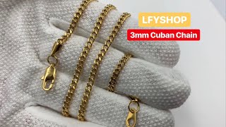 3mm Cuban Chain in Gold  LFYSHOP [upl. by Aihtniroc657]