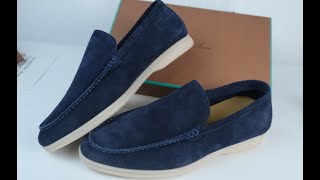 Loro Piana Summer Walk Loafers Suede Leather Classic Blue W019 Unboxing amp Review [upl. by Cleres]