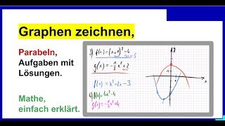 Funktionsgraphen Parabeln zeichnen  skizzieren Graphen ohne Wertetabelle Übung [upl. by Tager]