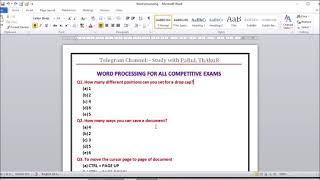 HPSSC Important Word Processing Questions  Important for Traffic Inspector Exam [upl. by Kary]