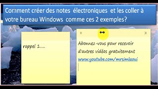 windows 7 comment créer des notes sur votre bureau windows [upl. by Einalem340]