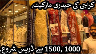 Hyderi Market Karachi  Karachi Cheapest Bazar  Fancy Dress Footwear Readymade Dress [upl. by Ehctav]