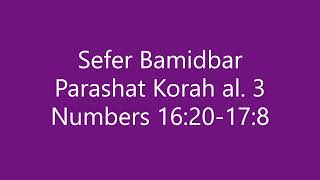 Torah Chanting  Sefer Bamidbar  Parashat Portion Korah al 3 [upl. by Harol]