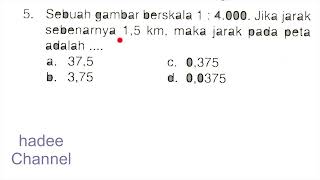 Sebuah gambar berskala 14000 jika jarak sebenarnya 15 km maka jarak pada peta adalah [upl. by Eiramac]