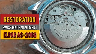 RESTORATION A VINTAGE ELPAR AS2066 SWISS MOVEMENT  FULL SERVICE  SOLIMBD  RELOJ [upl. by Plantagenet]