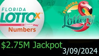 Florida Lotto Winning Numbers 9 March 2024 Today FL Lotto Drawing Result Saturday 3092024 [upl. by Analed]