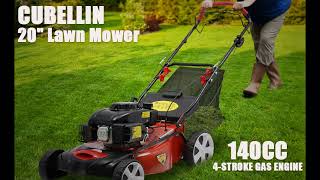 CUBELLIN 20Inch Self Propelled Gas Lawn Mower 140CC [upl. by Lacsap]