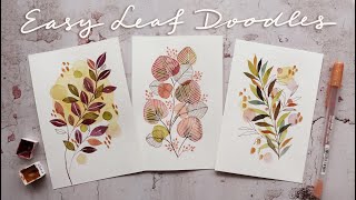 3 EASY Leaf Doodles [upl. by Merrel992]