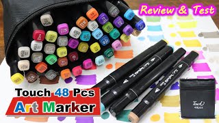 Art Markers Dual Tip Touch 48 Shades Review Test  Water Pen  Drawing Book  Sketch Pen Chisel Tip [upl. by Demmahom]